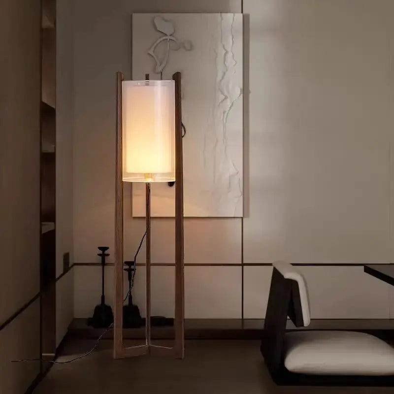 Ingvild – Japanese-Style Solid Wood LED Floor Lamp with Lantern Design Lampasa.com