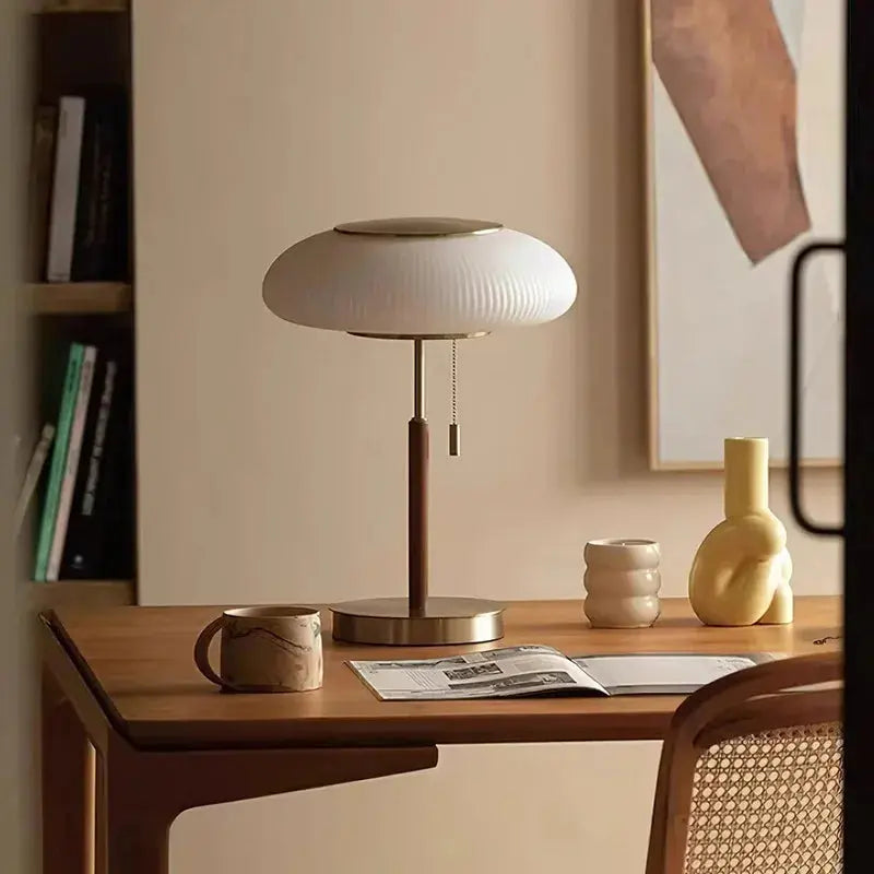 Esben – Vintage LED Table Lamp with White Glass Shade Lampasa.com