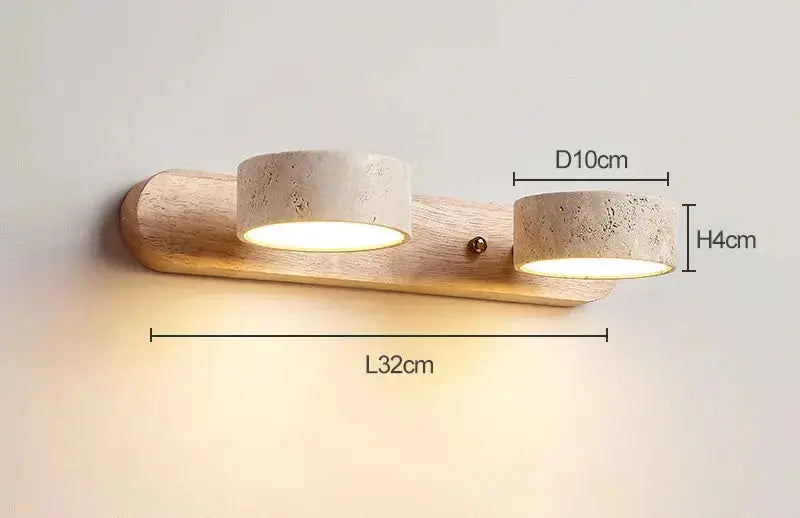 Japandi Travertine & Wood Rotatable Wall Lamp – Adelina lampasa.com