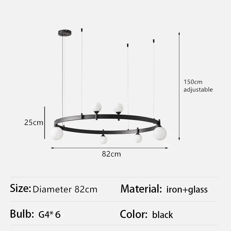 Gunnar – Round Frosted Glass LED Pendant Light with Black Finish for Dining Tables and Bars Kozyled.com