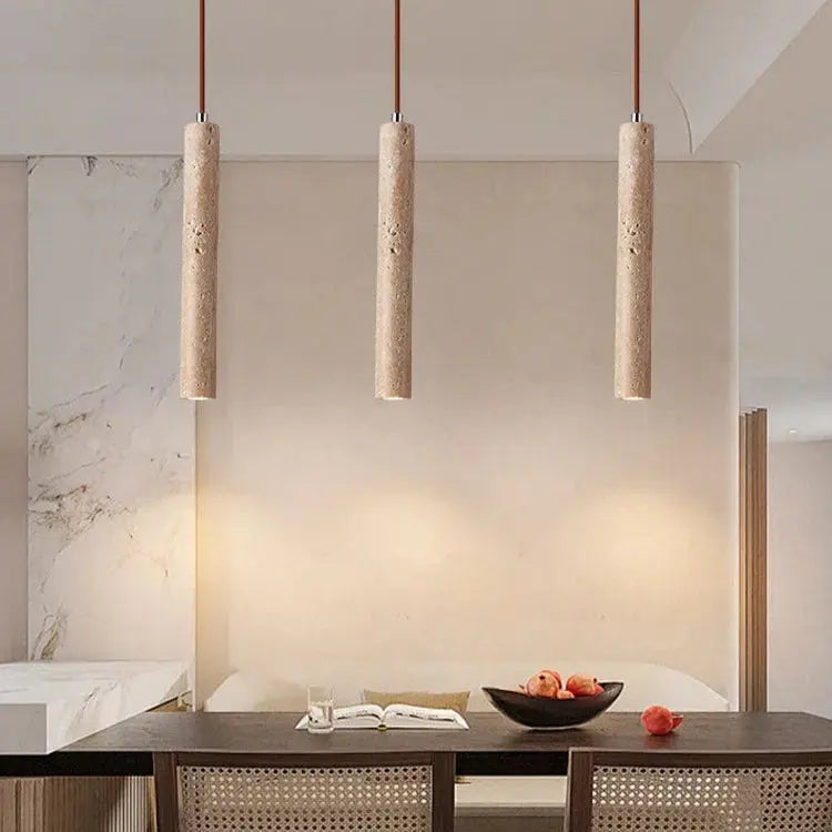 Lars – Cave Stone Long Tube LED Pendant Lamp for Natural, Modern Lighting Kozyled