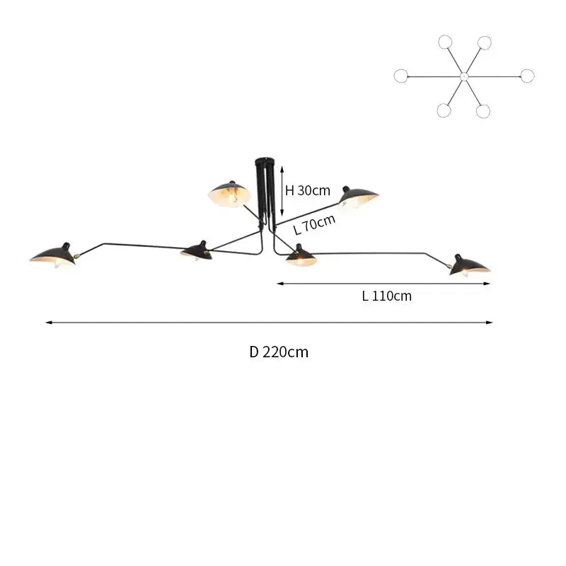 Asa – Industrial Retro LED Ceiling Light with Adjustable Long Arm Design Lampasa.com