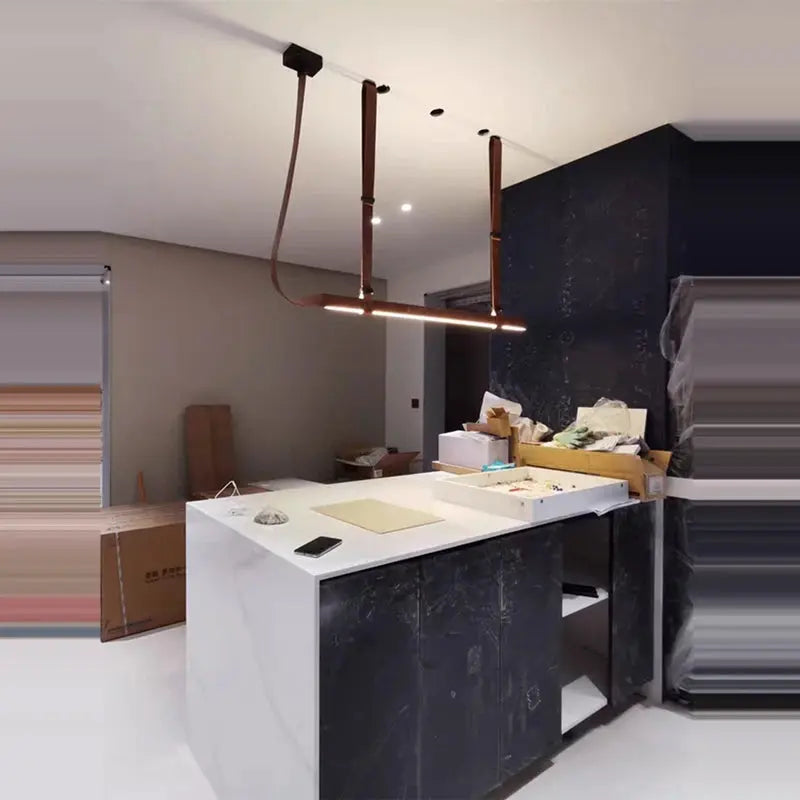 Verdandi – Minimalist Dimmable LED Pendant Light with Leather Belt Design for Dining Tables and Bars Kozyled.com