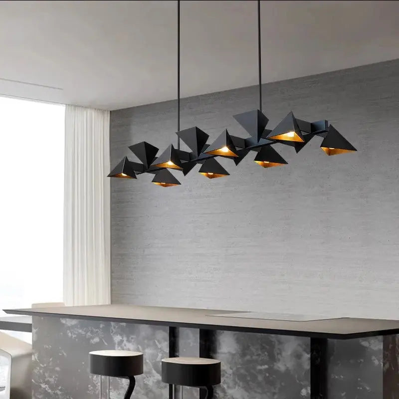 Thora – Modern geometric LED pendant lamp with metal frame for kitchen islands and other spaces Lampasa.com
