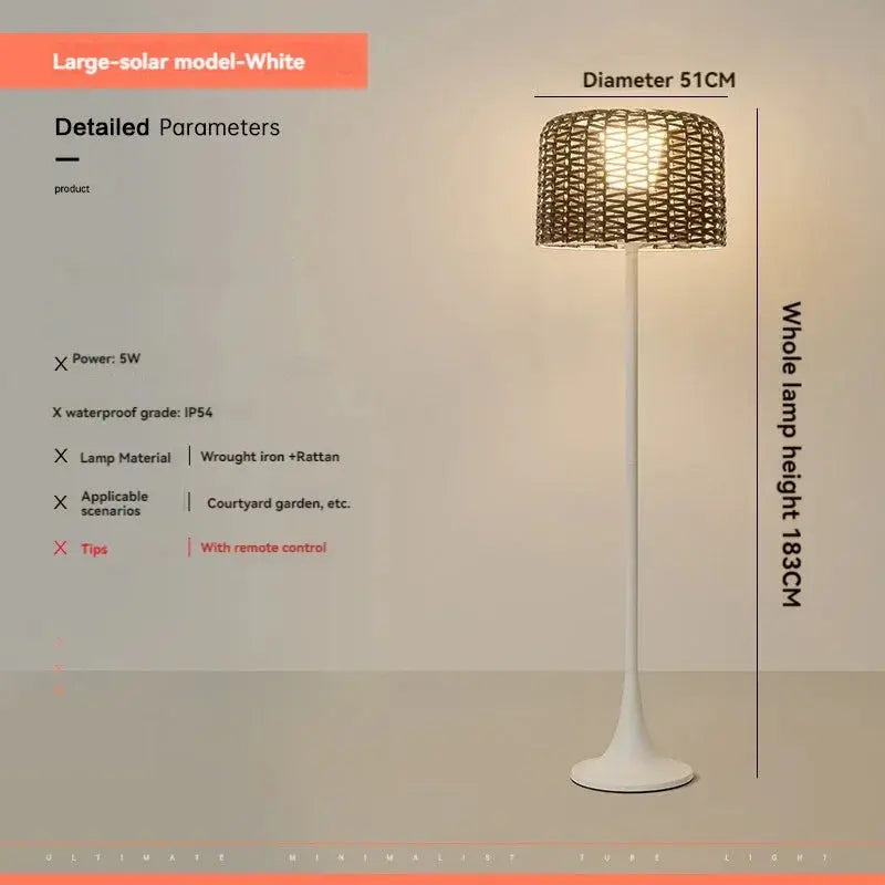 Jorunn – Waterproof IP54 Outdoor Solar LED Rattan Floor Lamp for Eco-Friendly Spaces Kozyled
