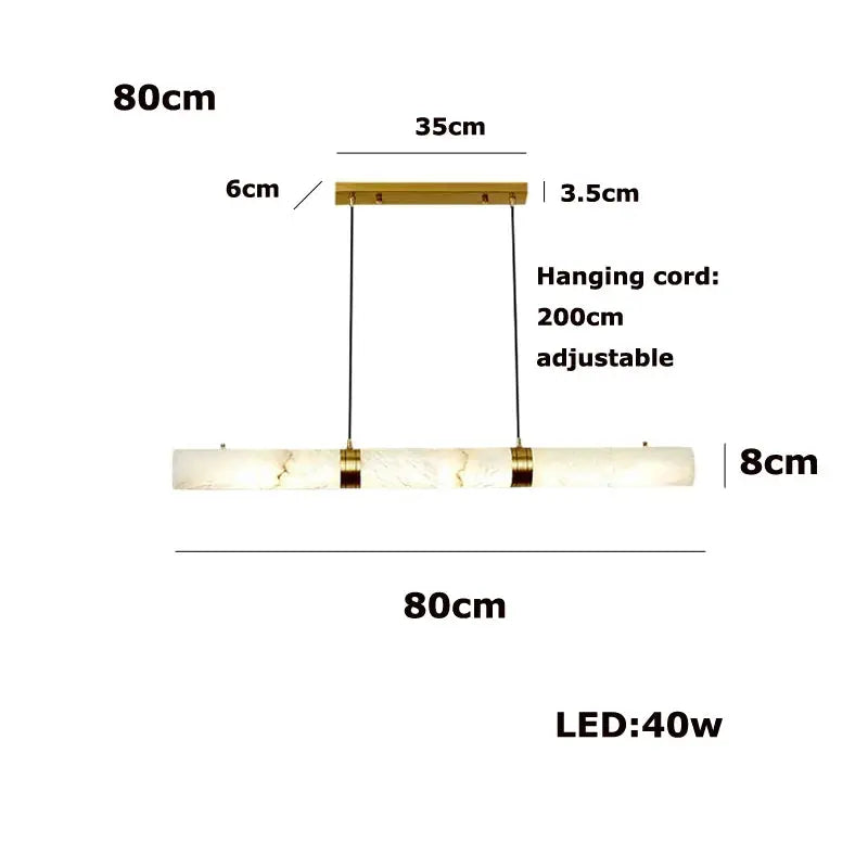 Albert – Dimmable Linear LED Pendant Light with White Alabaster Marble Design for Dining Tables and Bars Kozyled.com