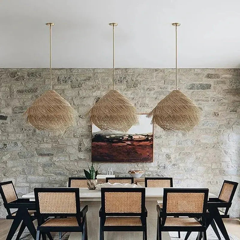 Elva – Handmade Retro Rattan LED Pendant Light for Warm, Stylish Spaces Kozyled