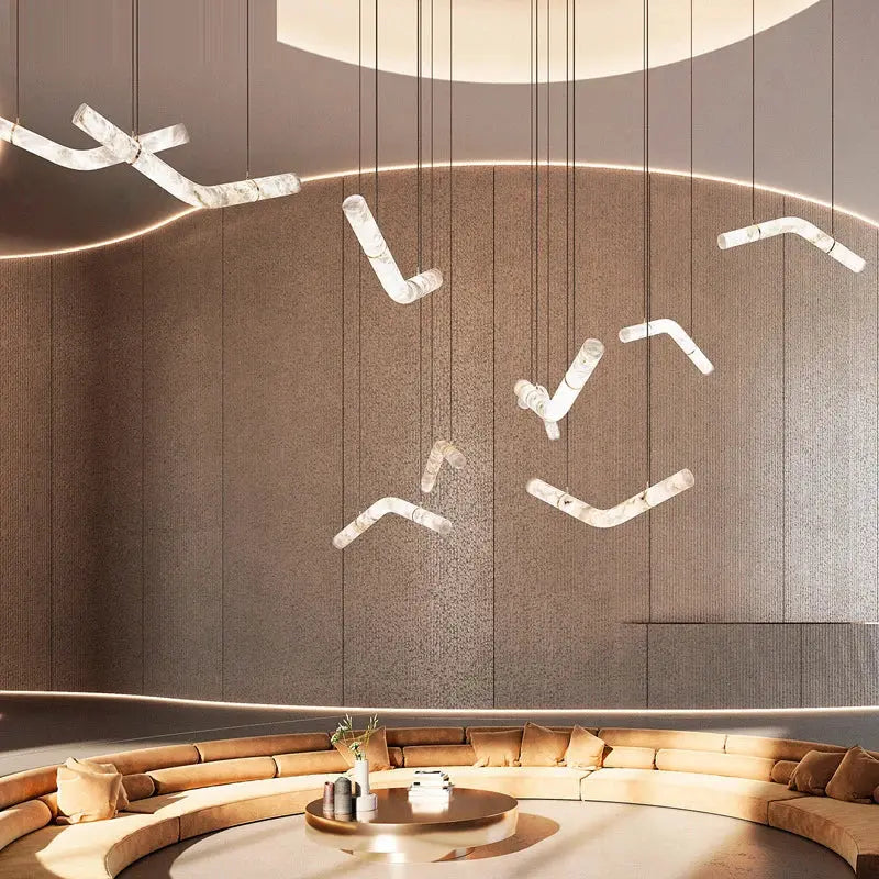 Hasteinn – Dimmable LED Pendant Light with Creative Marble Tube Design for Dining Tables and Bars Kozyled.com