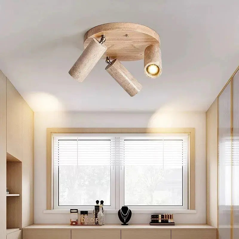Japandi Travertine Triple Spot LED Ceiling Lamp – Nobu Lampasa.com