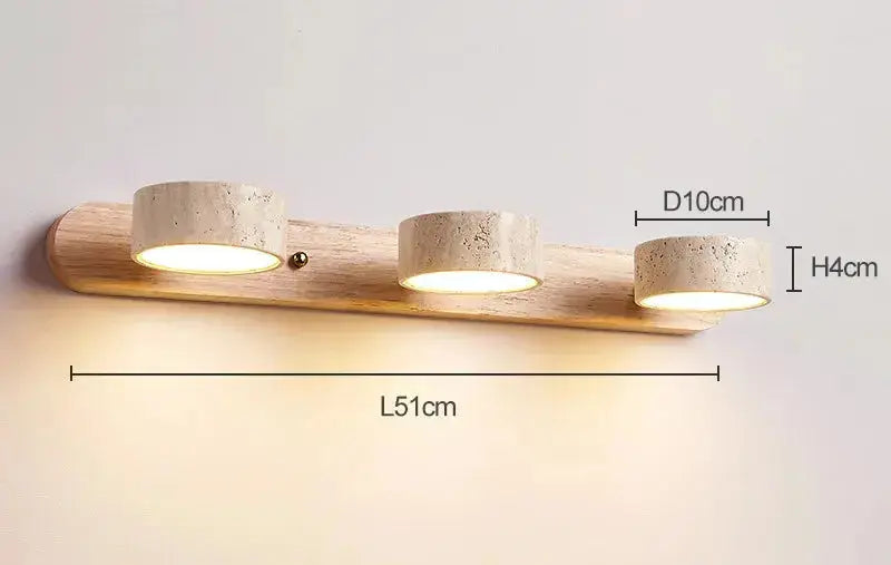 Japandi Travertine & Wood Rotatable Wall Lamp – Adelina lampasa.com