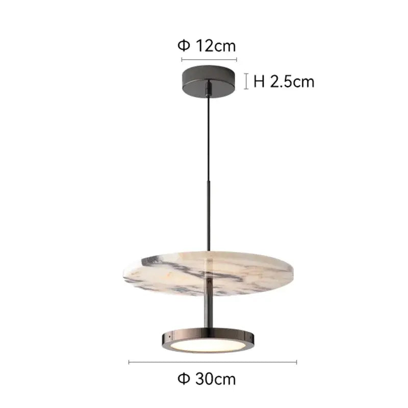 Noel – Luxury Black LED Pendant Light with Round Natural Stone Design Lampasa.com