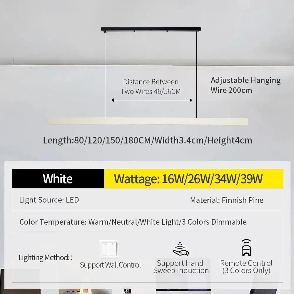 Einar – Dimmable Smart LED Pendant Light with Wooden Design and Sweep Sensor (Black & White Edition) Kozyled.com