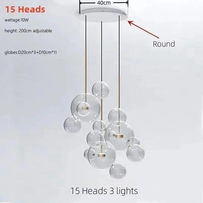 Edzard – Unique Glass Bubble Dimmable LED Pendant Light for Modern Interiors Kozyled.com