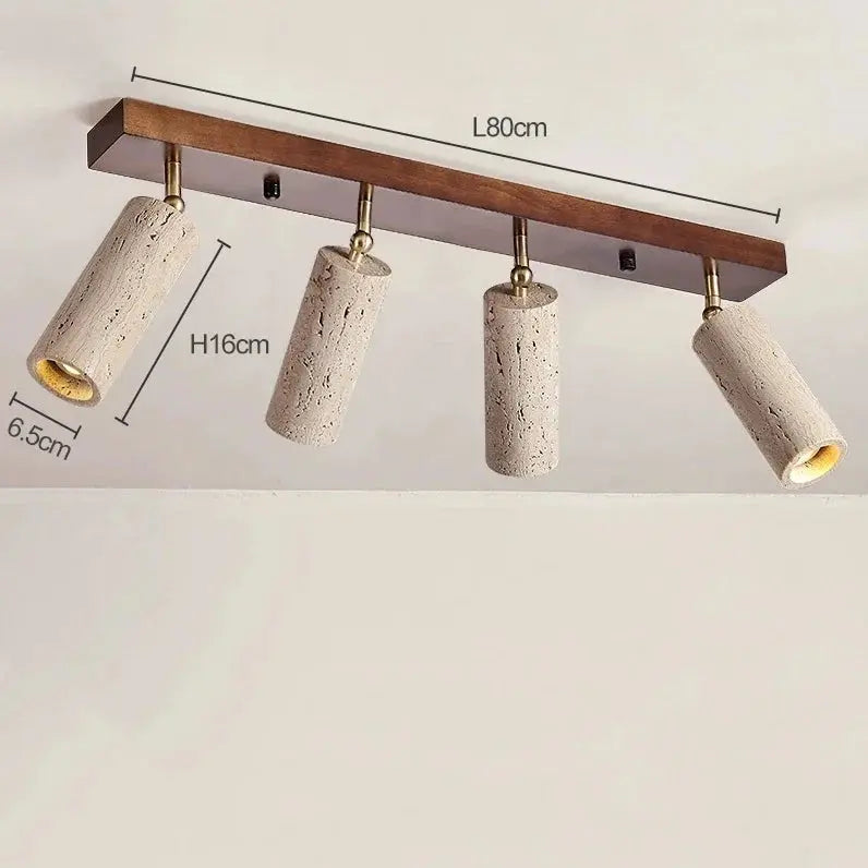 Japandi Travertine Triple Spot LED Ceiling Lamp – Nobu Lampasa.com