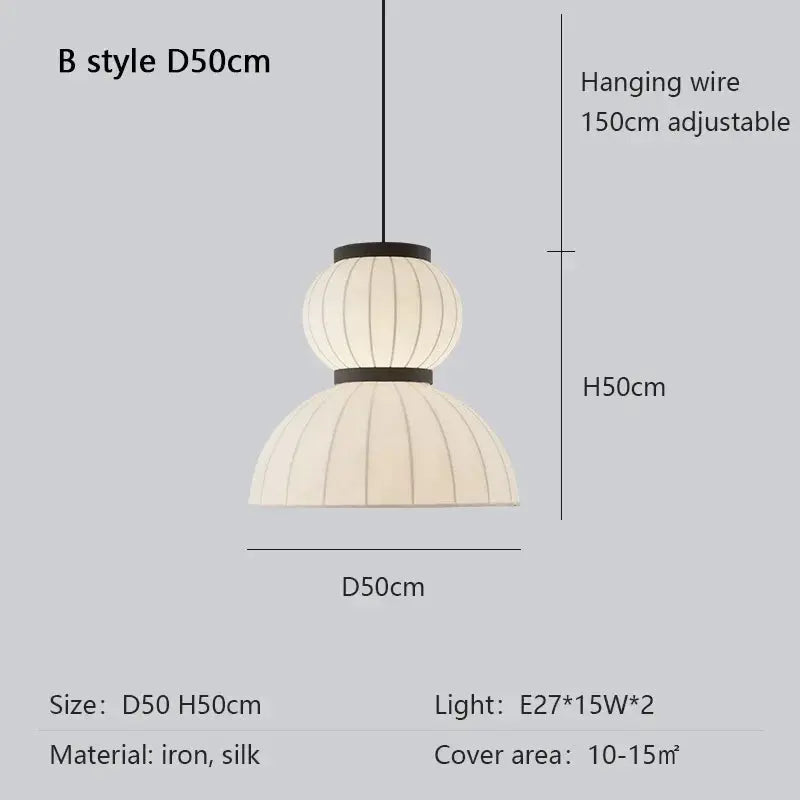 Japandi Silk Lantern LED Pendant Light – Yukari lampasa.com