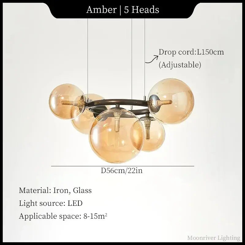 Leif – Modern Glass Ball LED Pendant Light for Dining Tables and Bars Kozyled.com