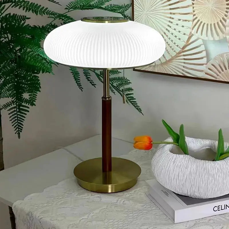 Esben – Vintage LED Table Lamp with White Glass Shade Lampasa.com