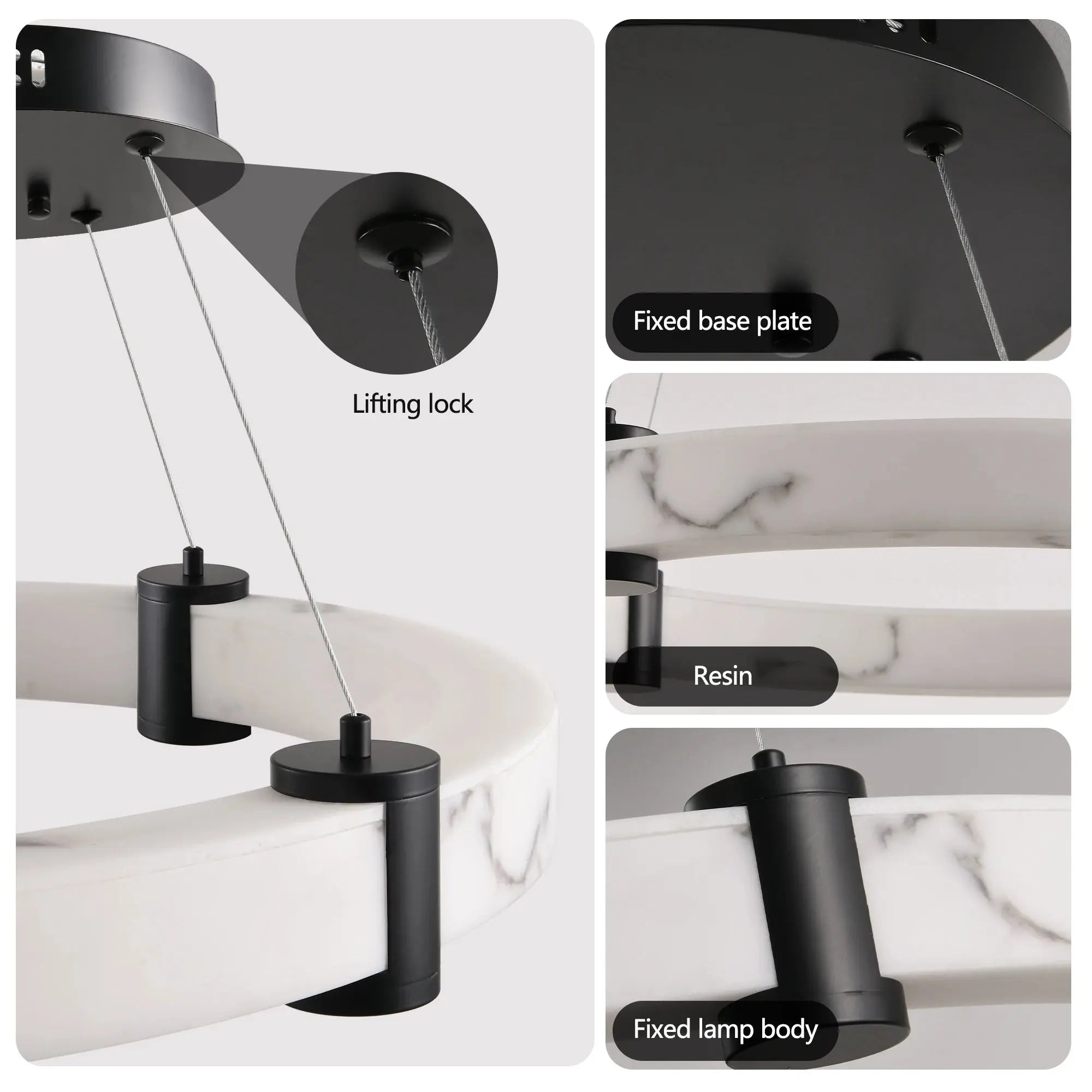 Hjalmar – LED Pendant Light with Elegant Marble Look Finish Lampasa.com