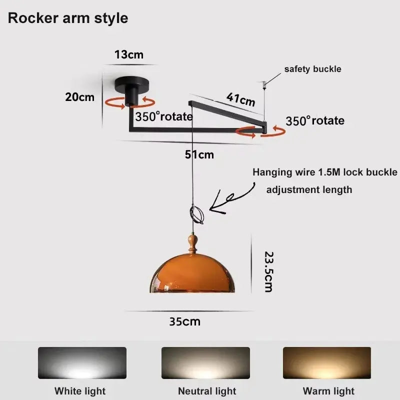 Marvella – Vintage Bauhaus Orange LED Pendant Lamp Lampasa.com