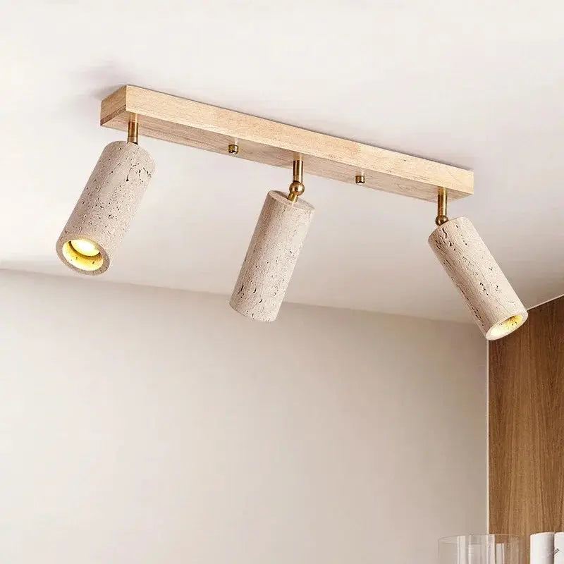 Japandi Travertine Triple Spot LED Ceiling Lamp – Nobu Lampasa.com