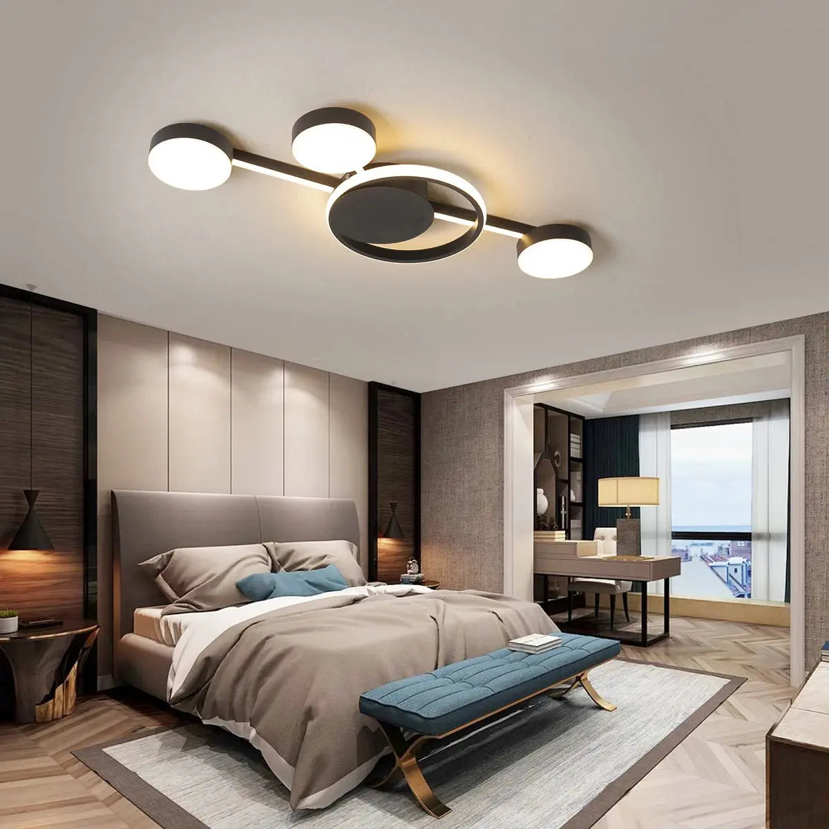 Kasper - Multi Head Chrome Plated Modern Dimmable LED Ceiling Lamp Lampasa.com
