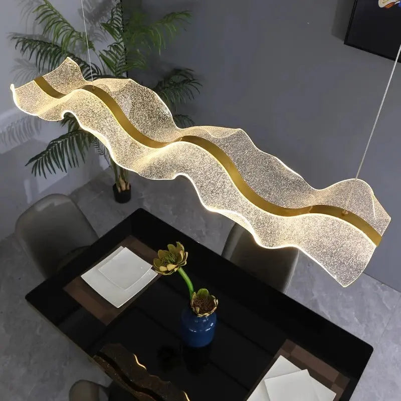 Erik – Dimmable Nordic LED Pendant Light with Creative Long Wave Design for Dining Tables and Bars Kozyled.com