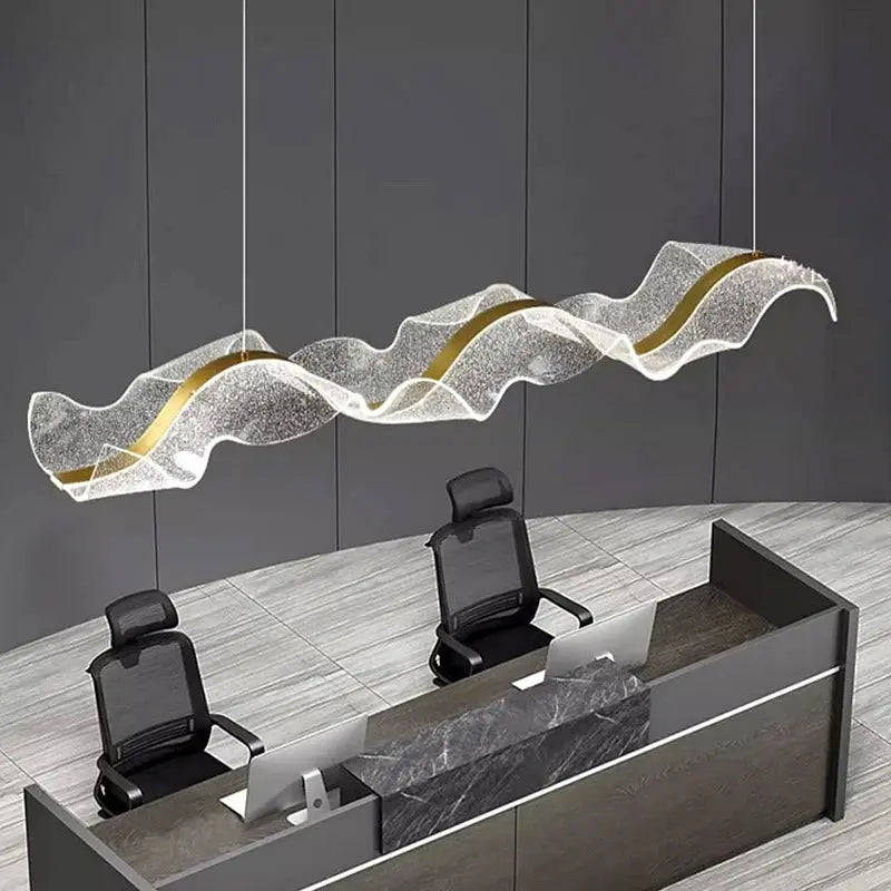 Erik – Dimmable Nordic LED Pendant Light with Creative Long Wave Design for Dining Tables and Bars Kozyled.com